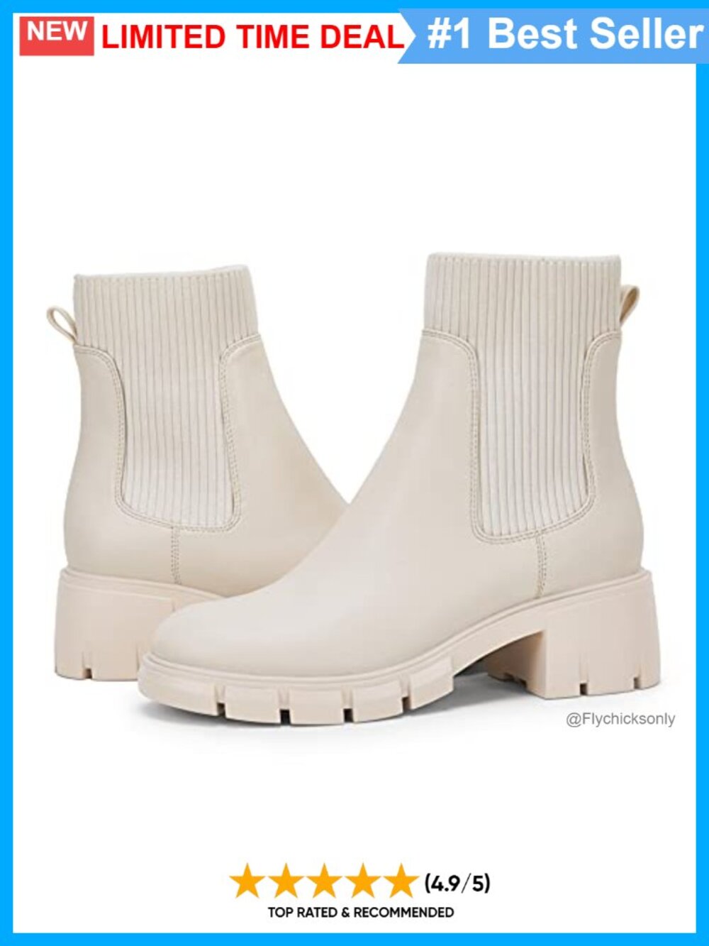 Platform Ankle Boots Chunky Block Heel Elastic Chelsea Lug Sole